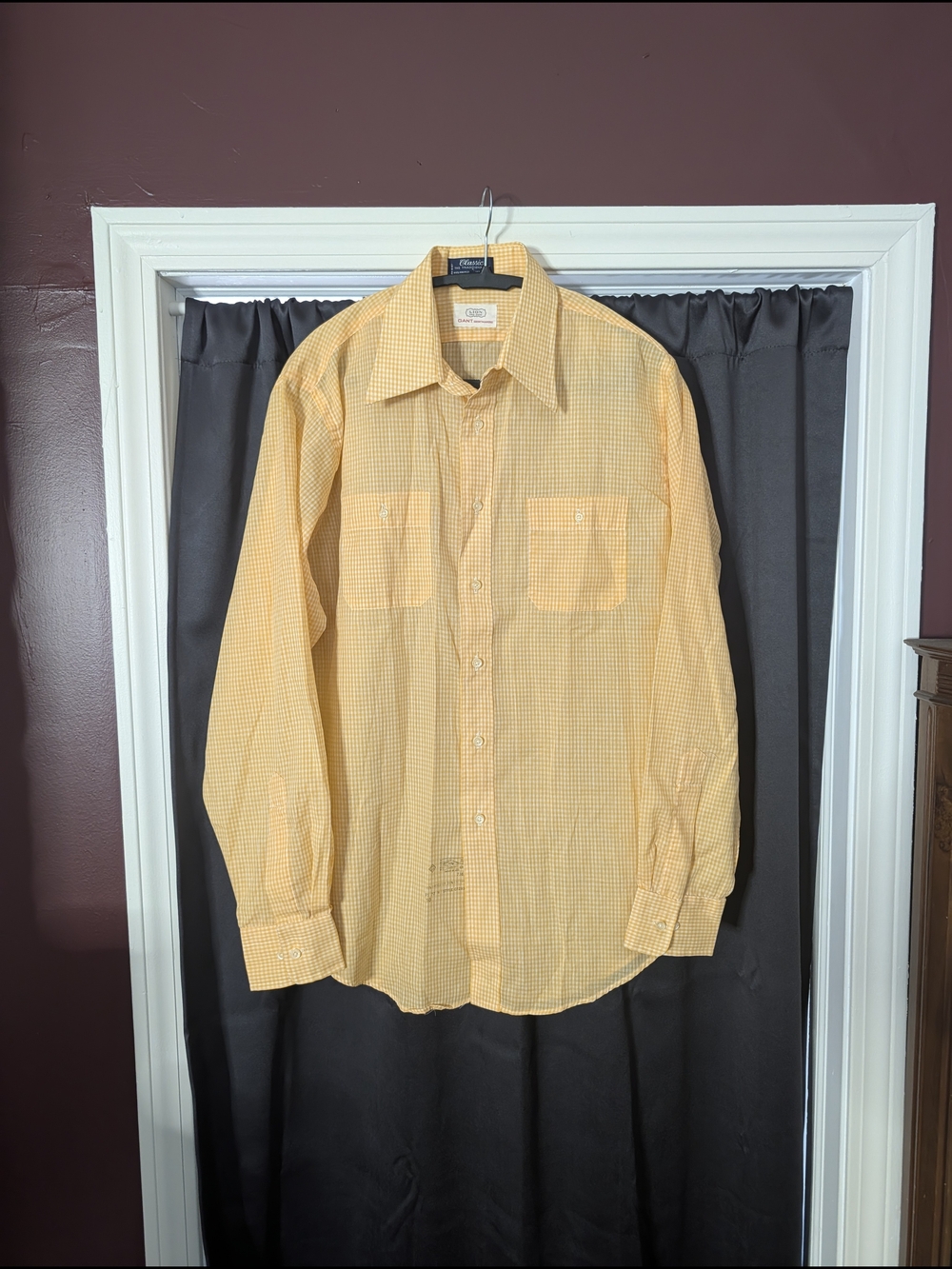 GANT Vintage MiUSA Yellow Gingham Check Dual Flap Chest Pocket MOP Button Shirt